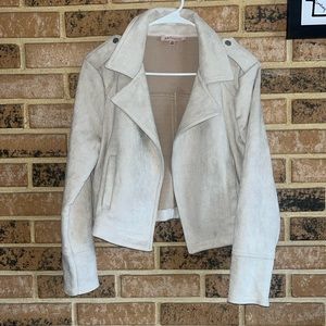 Cream faux leather (soft) philosophy republic clothing light cropped jacket